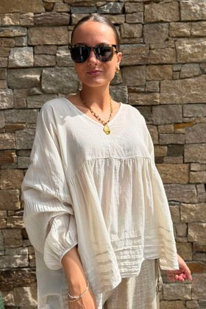 Made in Italy Sa Caleta Cotton Artist Smock Stone